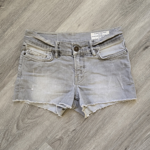 All Saints Pants - All Saints Women's Grey Distressed Denim Cutoff Shorts